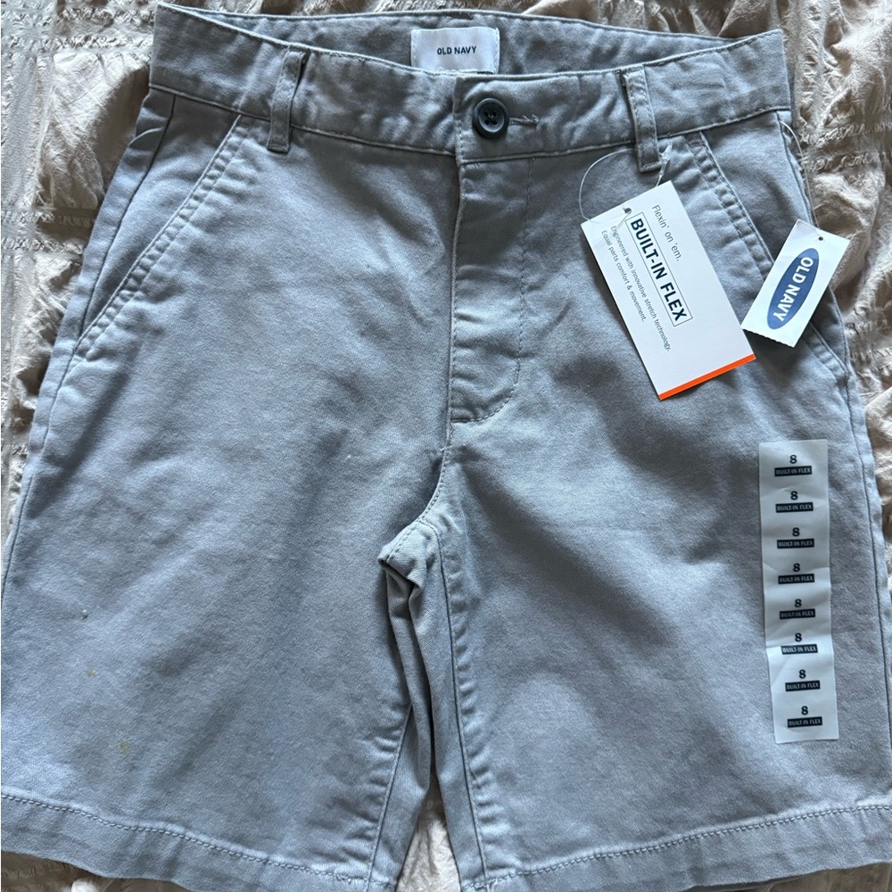 Old Navy Light Gray Kid’s Flat Front Shorts
